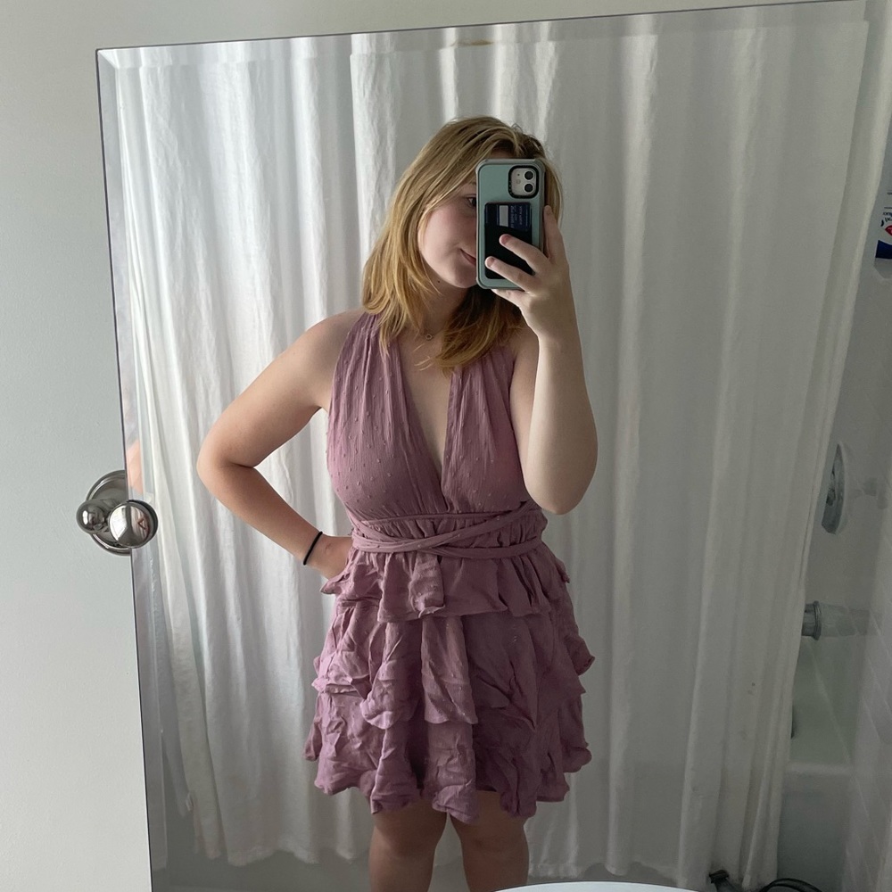 Lulus halter pink mauve mini dress convertible back